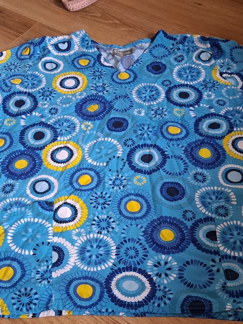 butter-soft Blue Scrub Top Size 2X